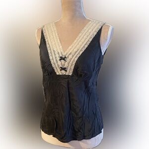 Elegant Black Sleeveless Top with Lace Detail
